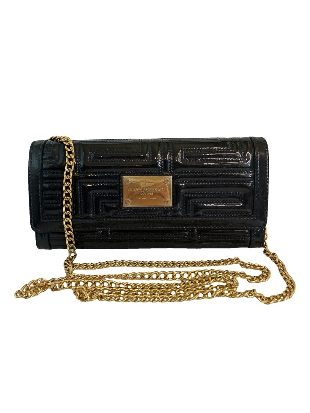 Gianni Versace Couture Patent Leather Wallet on Chain WOC